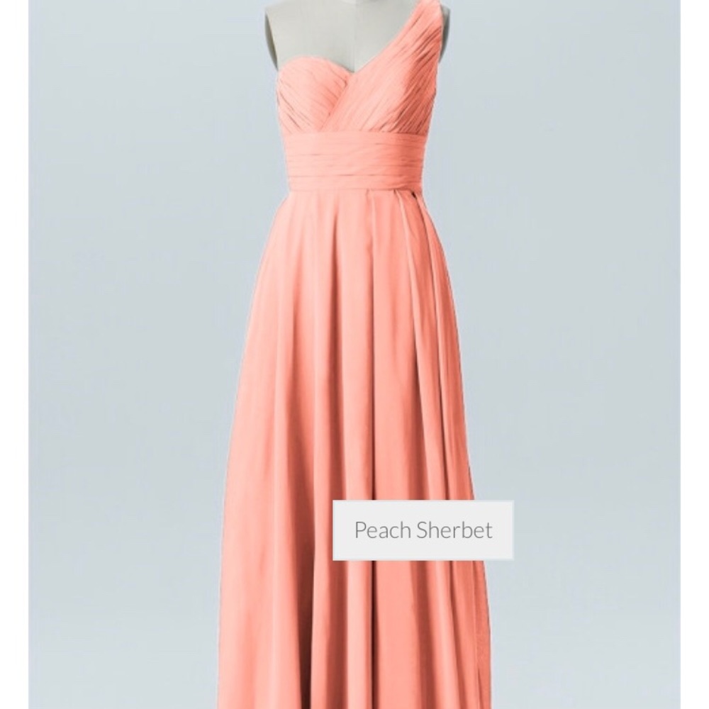 Chiffon bridesmaids or evening dress in Peach.